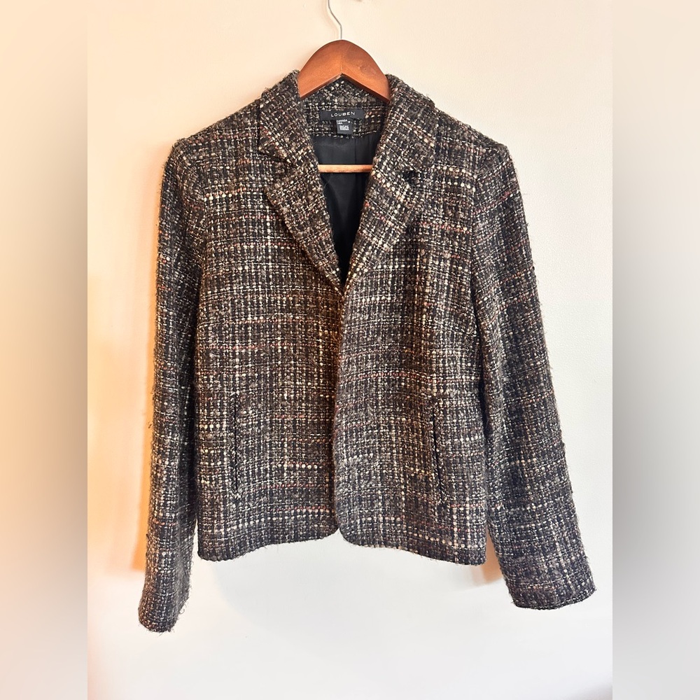 🖤 Louben Wool Blend Tweed Blazer – Made in Canada – Size 10